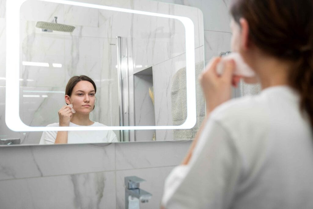 Large 40x32 inch LED bathroom mirror with anti-fog, dimmable backlit and front-lit lighting, perfect for luxurious and functional bathroom upgrades.